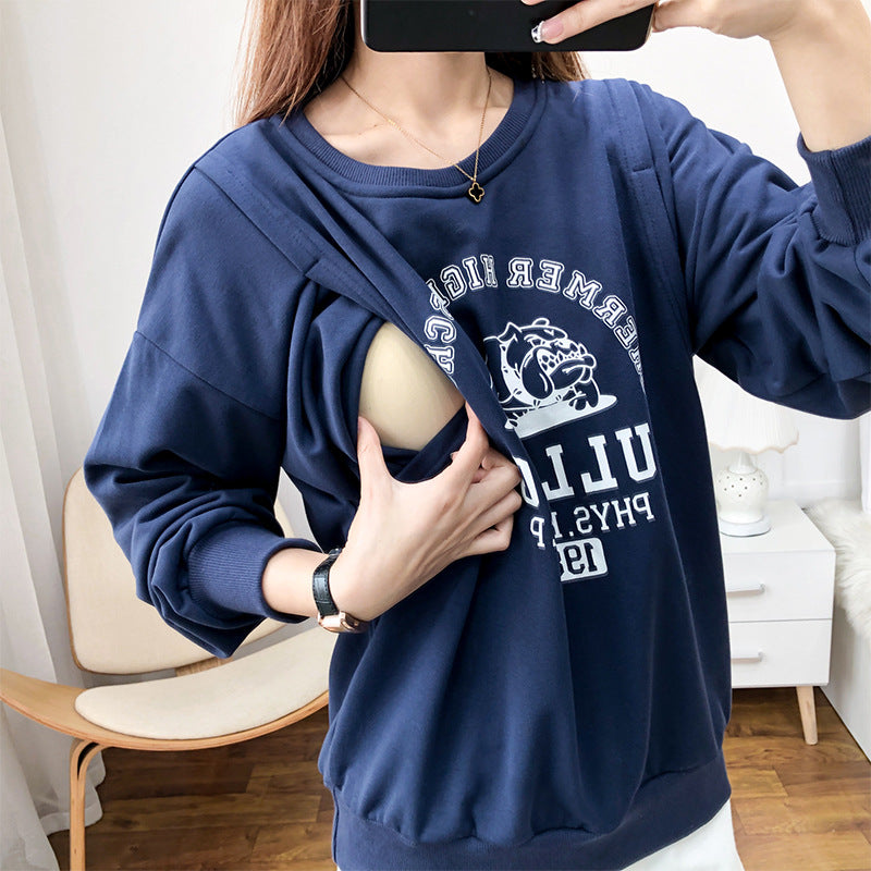 Mutini™ Maternity Flow Nursing Sweatshirt — Warmth, Privacy & Confidence