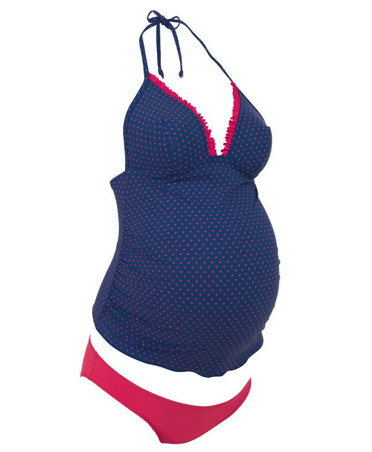 Mutini™ LuxeBump: "Ocean Wave" Draped One-Piece Maternity Swimsuit with Internal Support