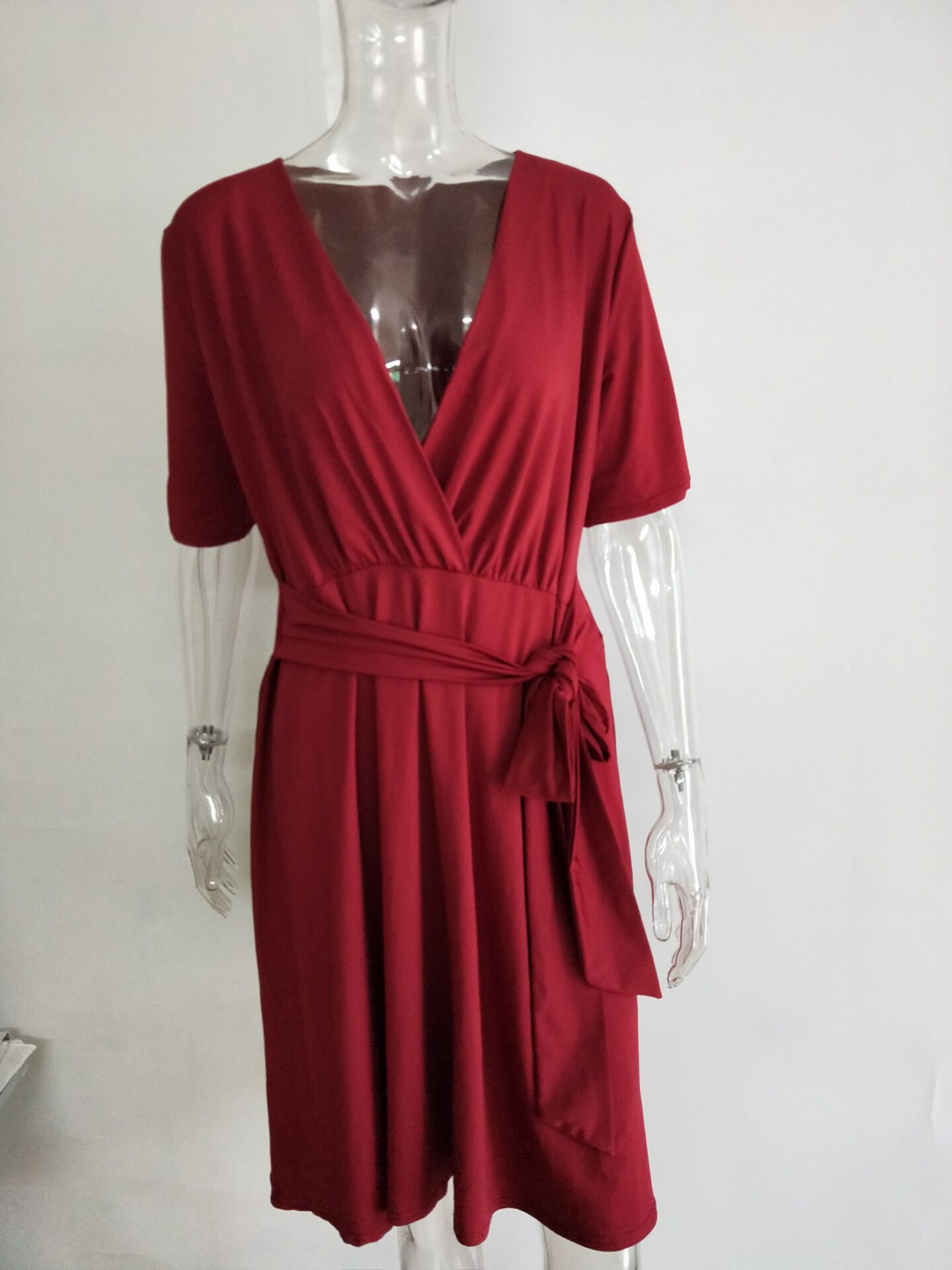 Mutini™ Elegant V-Neck Irregular Hemline Midi Dress