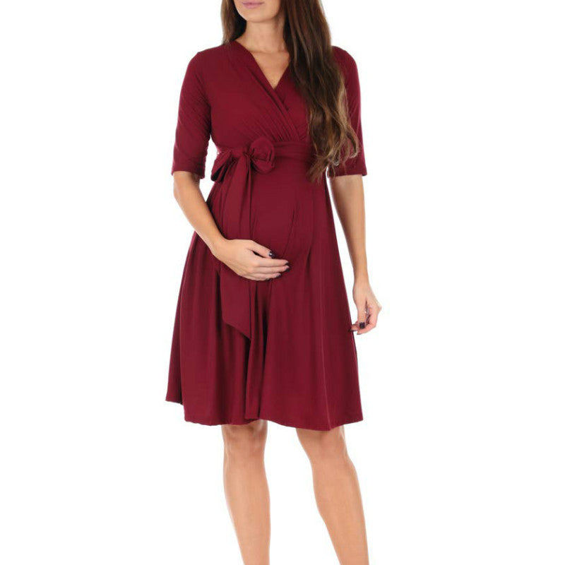 Mutini™ Elegant V-Neck Irregular Hemline Midi Dress