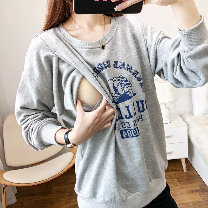 Mutini™ Maternity Flow Nursing Sweatshirt — Warmth, Privacy & Confidence