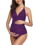 Mutini LuxeBump Tankini Set – Midnight Polka maternity two-piece swimwear