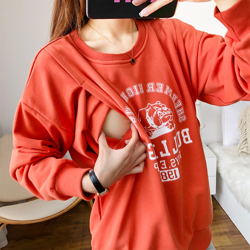 Mutini™ Maternity Flow Nursing Sweatshirt — Warmth, Privacy & Confidence