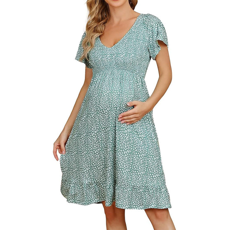 Mutini™ Pregnant Women V-Neck Loose and Comfortable Midi Dress